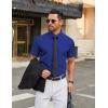 imageCOOFANDY Mens Stretch Dress Shirts Short Sleeve Wrinkle Free Casual Button Down ShirtsRoyal Azure