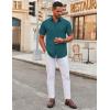 imageCOOFANDY Mens Stretch Dress Shirts Short Sleeve Wrinkle Free Casual Button Down ShirtsTeal