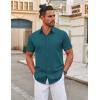 imageCOOFANDY Mens Stretch Dress Shirts Short Sleeve Wrinkle Free Casual Button Down ShirtsTeal