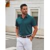 imageCOOFANDY Mens Stretch Dress Shirts Short Sleeve Wrinkle Free Casual Button Down ShirtsTeal
