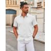 imageCOOFANDY Mens Stretch Dress Shirts Short Sleeve Wrinkle Free Casual Button Down ShirtsWhite