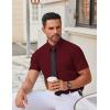 imageCOOFANDY Mens Stretch Dress Shirts Short Sleeve Wrinkle Free Casual Button Down ShirtsWine Red