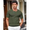 imageCOOFANDY Mens T Shirts Casual Short Sleeve Crewneck Shirts Solid Textured Knit Pullover TeesArmy Green