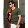 imageCOOFANDY Mens T Shirts Casual Short Sleeve Crewneck Shirts Solid Textured Knit Pullover TeesArmy Green