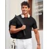 imageCOOFANDY Mens T Shirts Casual Short Sleeve Crewneck Shirts Solid Textured Knit Pullover TeesBlack