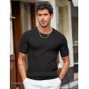 imageCOOFANDY Mens T Shirts Casual Short Sleeve Crewneck Shirts Solid Textured Knit Pullover TeesBlack