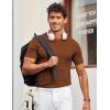 imageCOOFANDY Mens T Shirts Casual Short Sleeve Crewneck Shirts Solid Textured Knit Pullover TeesCaramel