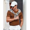imageCOOFANDY Mens T Shirts Casual Short Sleeve Crewneck Shirts Solid Textured Knit Pullover TeesCaramel