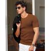 imageCOOFANDY Mens T Shirts Casual Short Sleeve Crewneck Shirts Solid Textured Knit Pullover TeesCaramel