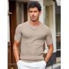 imageCOOFANDY Mens T Shirts Casual Short Sleeve Crewneck Shirts Solid Textured Knit Pullover TeesKhaki