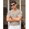 imageCOOFANDY Mens T Shirts Casual Short Sleeve Crewneck Shirts Solid Textured Knit Pullover TeesKhaki