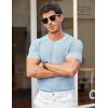 imageCOOFANDY Mens T Shirts Casual Short Sleeve Crewneck Shirts Solid Textured Knit Pullover TeesLight Blue