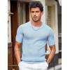imageCOOFANDY Mens T Shirts Casual Short Sleeve Crewneck Shirts Solid Textured Knit Pullover TeesLight Blue