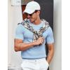 imageCOOFANDY Mens T Shirts Casual Short Sleeve Crewneck Shirts Solid Textured Knit Pullover TeesLight Blue