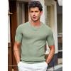 imageCOOFANDY Mens T Shirts Casual Short Sleeve Crewneck Shirts Solid Textured Knit Pullover TeesLight Green