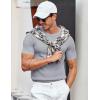 imageCOOFANDY Mens T Shirts Casual Short Sleeve Crewneck Shirts Solid Textured Knit Pullover TeesLight Grey
