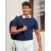 imageCOOFANDY Mens T Shirts Casual Short Sleeve Crewneck Shirts Solid Textured Knit Pullover TeesNavy Blue