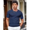 imageCOOFANDY Mens T Shirts Casual Short Sleeve Crewneck Shirts Solid Textured Knit Pullover TeesNavy Blue