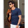imageCOOFANDY Mens T Shirts Casual Short Sleeve Crewneck Shirts Solid Textured Knit Pullover TeesNavy Blue