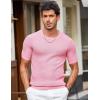 imageCOOFANDY Mens T Shirts Casual Short Sleeve Crewneck Shirts Solid Textured Knit Pullover TeesPink