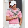 imageCOOFANDY Mens T Shirts Casual Short Sleeve Crewneck Shirts Solid Textured Knit Pullover TeesPink