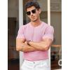 imageCOOFANDY Mens T Shirts Casual Short Sleeve Crewneck Shirts Solid Textured Knit Pullover TeesPink