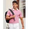 imageCOOFANDY Mens T Shirts Casual Short Sleeve Crewneck Shirts Solid Textured Knit Pullover TeesPink