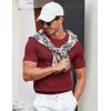 imageCOOFANDY Mens T Shirts Casual Short Sleeve Crewneck Shirts Solid Textured Knit Pullover TeesWine Red