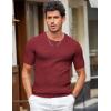 imageCOOFANDY Mens T Shirts Casual Short Sleeve Crewneck Shirts Solid Textured Knit Pullover TeesWine Red