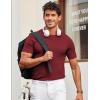 imageCOOFANDY Mens T Shirts Casual Short Sleeve Crewneck Shirts Solid Textured Knit Pullover TeesWine Red
