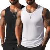 imageCOOFANDY Mens Casual Tank Tops Moisture Wicking Muscle Sleeveless Shirts Soft Bamboo Viscose Tank Shirt 2 PackBlackWhite