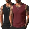 imageCOOFANDY Mens Casual Tank Tops Moisture Wicking Muscle Sleeveless Shirts Soft Bamboo Viscose Tank Shirt 2 PackBlackWine Red