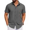 imageCOOFANDY Mens Short Sleeve Button Down Shirt Casual Untucked Dress Shirt Stretch Denim ShirtDark Grey