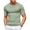 imageCOOFANDY Mens T Shirts Casual Short Sleeve Crewneck Shirts Solid Textured Knit Pullover TeesLight Green