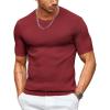 imageCOOFANDY Mens T Shirts Casual Short Sleeve Crewneck Shirts Solid Textured Knit Pullover TeesWine Red