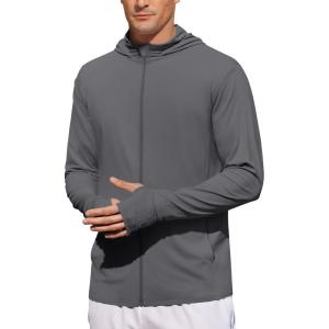 imageCOOFANDY Mens UPF 50 Light Jacket Full Zip Sun Protection Hoodie Long Sleeve Sun Shirts UV Fishing Hiking Athletic RunningDark Grey