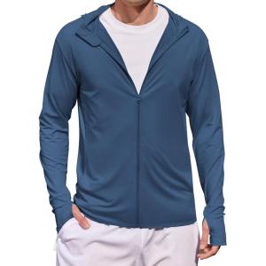 imageCOOFANDY Mens UPF 50 Light Jacket Full Zip Sun Protection Hoodie Long Sleeve Sun Shirts UV Fishing Hiking Athletic RunningNavy Blue