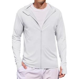 imageCOOFANDY Mens UPF 50 Light Jacket Full Zip Sun Protection Hoodie Long Sleeve Sun Shirts UV Fishing Hiking Athletic RunningWhite