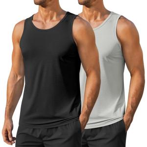 imageCOOFANDY Mens Workout Tank Tops UPF 50 Sleeveless Gym Muscle Shirts Cooling Quick Dry Bodybuilding Tanks 23 Pack for BeachBlackLight Gray