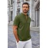 imageCOOFANDY Mens Casual Summer Beach Henley Shirt Band Collar Lightweight Hippie Tee ShirtsArmy Green