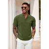 imageCOOFANDY Mens Casual Summer Beach Henley Shirt Band Collar Lightweight Hippie Tee ShirtsArmy Green