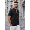 imageCOOFANDY Mens Casual Summer Beach Henley Shirt Band Collar Lightweight Hippie Tee ShirtsBlack