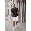 imageCOOFANDY Mens Casual Summer Beach Henley Shirt Band Collar Lightweight Hippie Tee ShirtsBlack