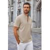 imageCOOFANDY Mens Casual Summer Beach Henley Shirt Band Collar Lightweight Hippie Tee ShirtsBrown