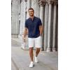 imageCOOFANDY Mens Casual Summer Beach Henley Shirt Band Collar Lightweight Hippie Tee ShirtsDark Blue