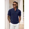 imageCOOFANDY Mens Casual Summer Beach Henley Shirt Band Collar Lightweight Hippie Tee ShirtsDark Blue