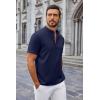 imageCOOFANDY Mens Casual Summer Beach Henley Shirt Band Collar Lightweight Hippie Tee ShirtsDark Blue