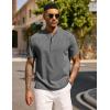 imageCOOFANDY Mens Casual Summer Beach Henley Shirt Band Collar Lightweight Hippie Tee ShirtsDark Gray