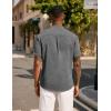 imageCOOFANDY Mens Casual Summer Beach Henley Shirt Band Collar Lightweight Hippie Tee ShirtsDark Gray