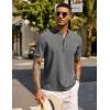 imageCOOFANDY Mens Casual Summer Beach Henley Shirt Band Collar Lightweight Hippie Tee ShirtsDark Gray